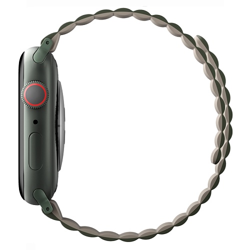 Ремешок Apple Watch 49/46/45/44mm Uniq Revix reversible Magnetic, зеленый/бежевый
