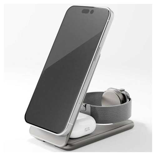 Беспроводная Зарядная Станция vlp Alum Power Pro (3В1), натуральный титан