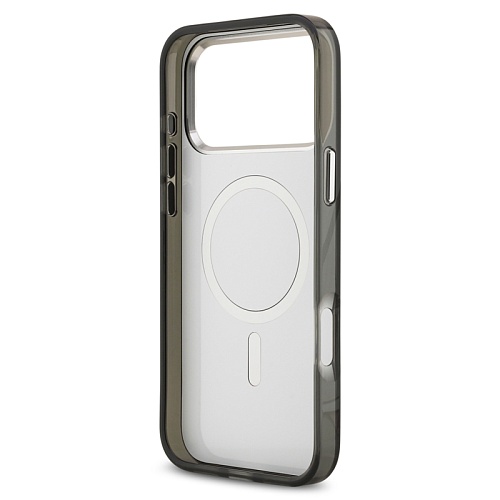 Чехол iPhone 17 Pro Max Lagerfeld IML Aquarelle Choupette Metal cam MagSafe, черный