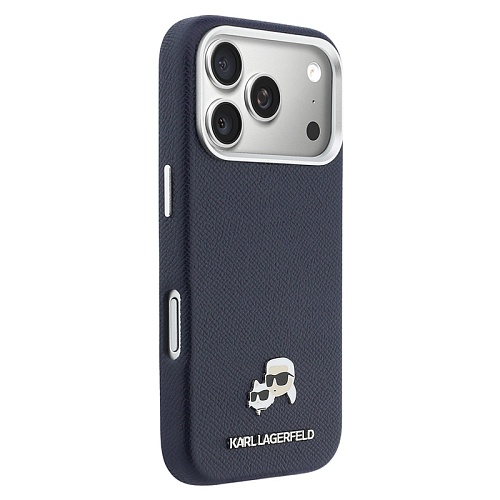 Чехол iPhone 17 Pro Max Lagerfeld PU Saffiano FW NFT Karl&Choup metal&Cam MagSafe, синий