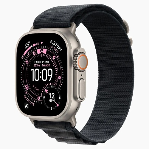 Apple Watch Ultra 3, 49 мм, корпус из натурального титана, Alpine Loop черный