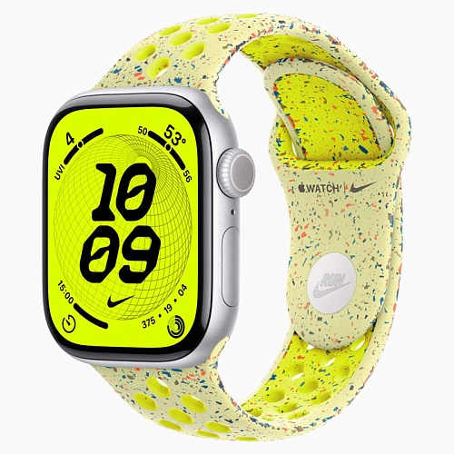 Apple Watch Series 11, 42 мм, корпус алюминий серебро, Nike Sport Band, желтый