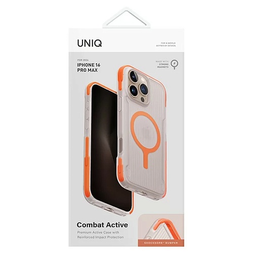 Чехол iPhone 16 Pro Max Uniq Combat Active Volt MagSafe, оранжевый