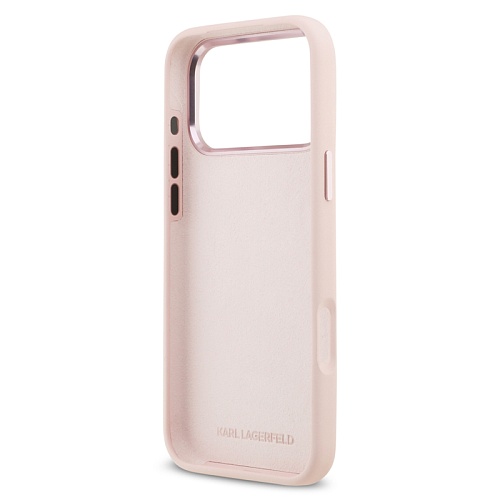 Чехол iPhone 17 Pro Max Lagerfeld Liquid silicone NFT Karl & Choup Metal, розовый
