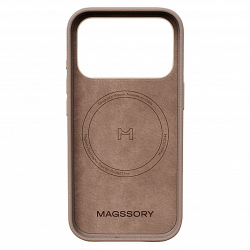 Чехол iPhone 17 Pro Max Magssory Eco-Leather Case, MagSafe, темно-бежевый