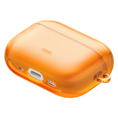 Чехол Для Airpods Pro 3 Uniq Glase TPU case with carabin,  оранжевый