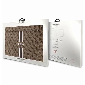 картинка Чехол Guess для ноутбуков 16" Sleeve 4G Stripes Brown