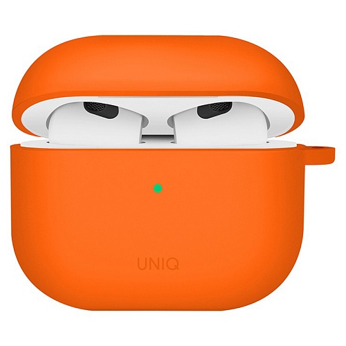 Чехол Airpods 4 Uniq NEXO Liquid silicone +carabin +Sports ear hooks Volt, оранжевый