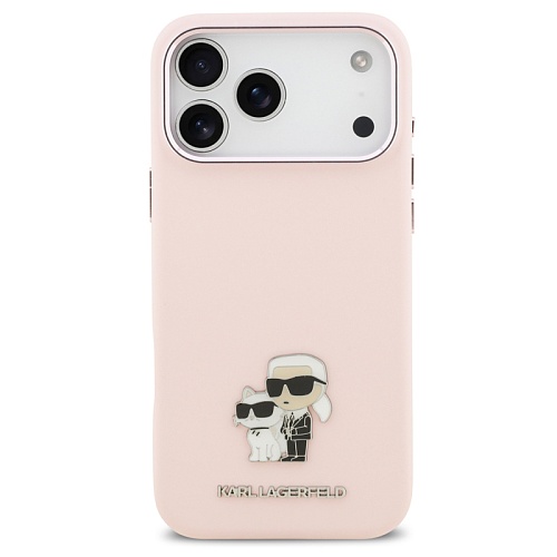 Чехол iPhone 17 Pro Max Lagerfeld Liquid silicone NFT Karl & Choup Metal, розовый