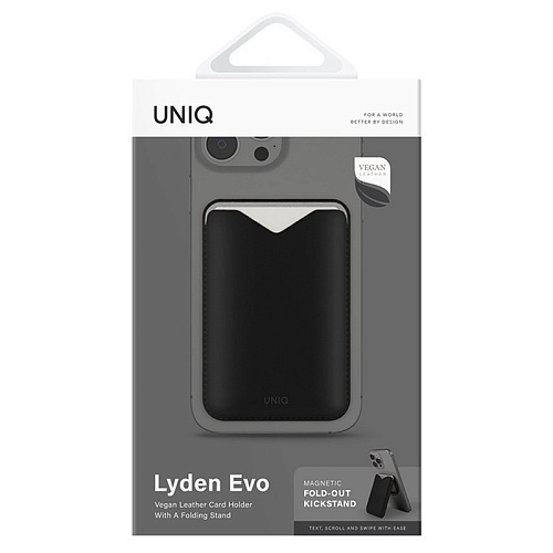 Картхолдер Uniq Lyden EVO Magnetic cardholder with Stand, черный