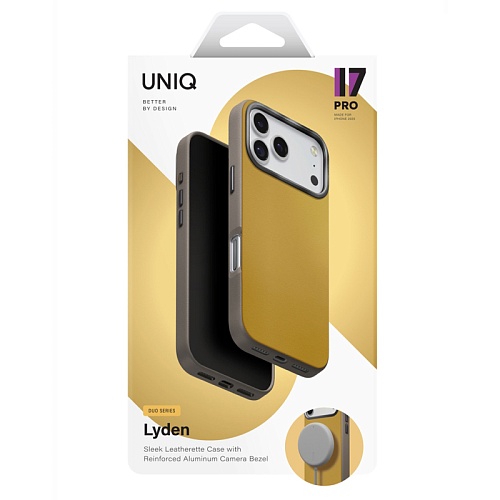 Чехол iPhone 17 Pro Max Uniq Lyden DS Magsafe, желтый/серый