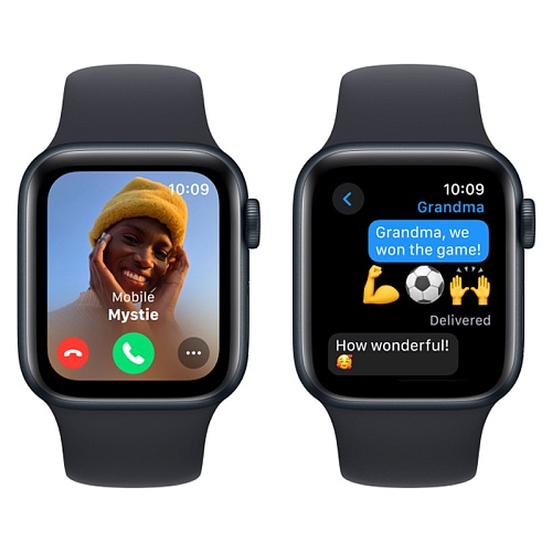 Apple Watch SE 2024, 44 мм, алюминий серебристого цвета, спортивный ремешок цвета «синий омут»