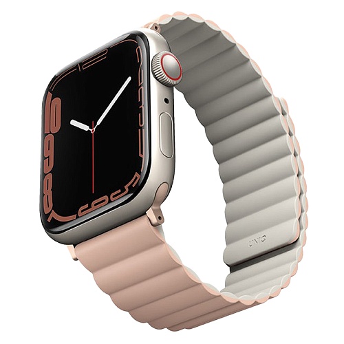 Ремешок Apple Watch 40/41/42mm Uniq Revix reversible Magnetic, розовый/бежевый