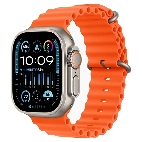 Apple Watch Ultra 2, 49 мм, корпус из титана, Ocean Band, оранжевый