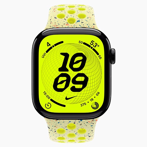 Apple Watch Series 11, 42 мм, корпус алюминий угольно-черный, Nike Sport Band, желтый