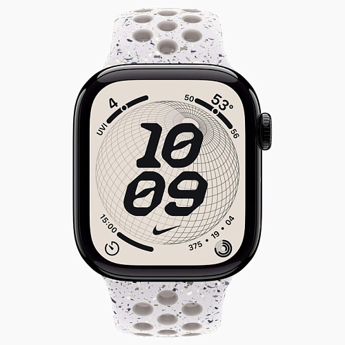 Apple Watch Series 11, 42 мм, корпус алюминий угольно-черный, Nike Sport Band, серый