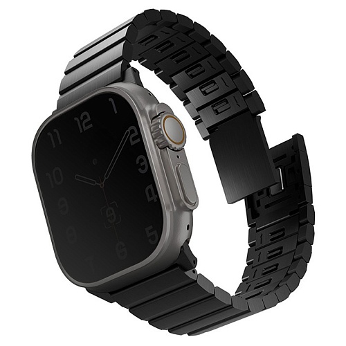 Ремешок Apple Watch 49/46/45/44mm Uniq Strova MAG Strap Link Steel, черный