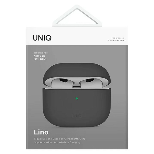 Чехол Airpods 4 Uniq LINO Liquid silicone, серый