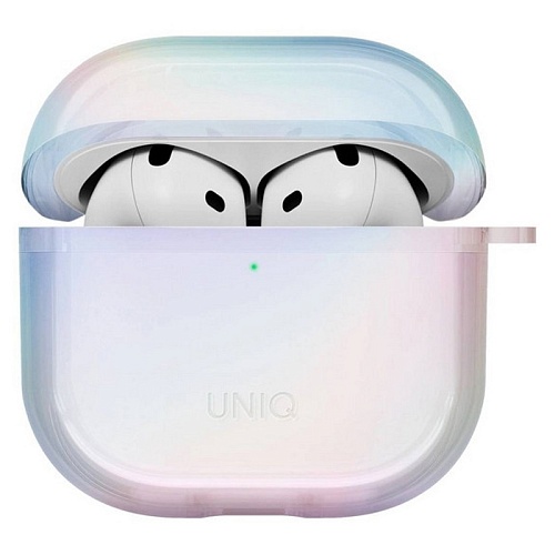 Чехол Airpods 4 Uniq Iridescia (holographic), светлый кварц