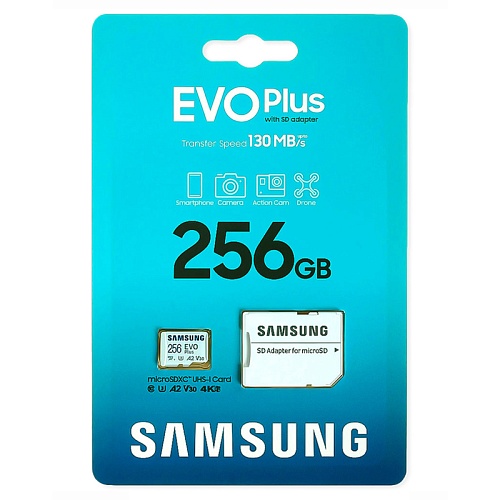 Карта Памяти Samsung EVO Plus 256 ГБ, белый