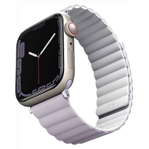 Ремешок Apple Watch 41/40/38mm Uniq Revix reversible Magnetic, фиолетовый/белый