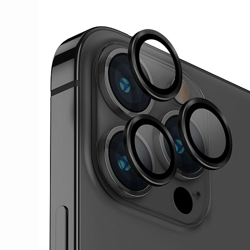 Стекло защитное на камеру iPhone 16 Pro / Pro Max Черное