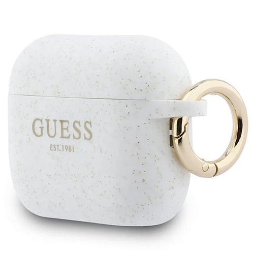 Чехол для Airpods Pro 3 Guess Silicone with ring, белый