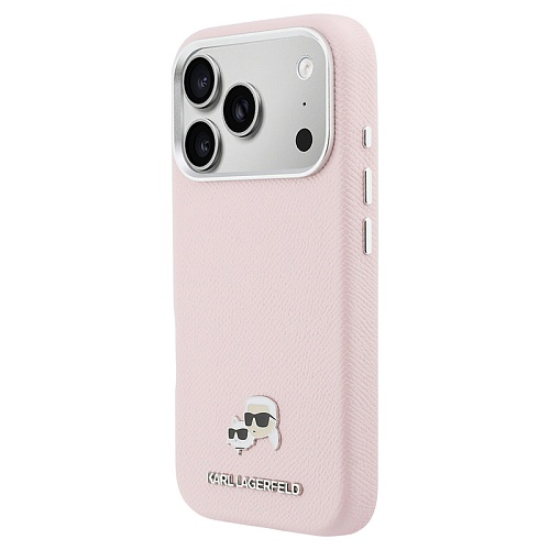 Чехол iPhone 17 Pro Lagerfeld PU Saffiano FW NFT Karl&Choup metal & Cam MagSafe, розовый