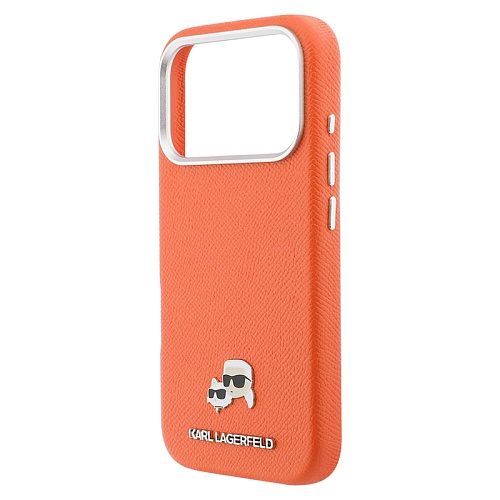 Чехол iPhone 17 Pro Lagerfeld PU Saffiano FW NFT Karl&Choup metal & Cam MagSafe, оранжевый