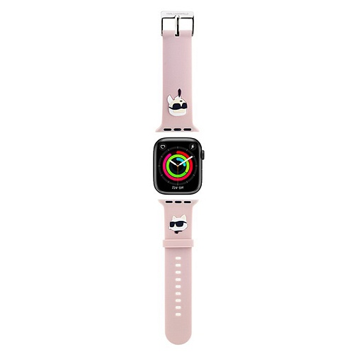 Ремешок Apple Watch 42/41/40 mm Lagerfeld 3D Rubber NFT Karl & Choupette heads, розовый