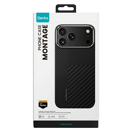 Чехол iPhone 17 Pro Max Benks Montage ArmorAir Case built with Kevlar, черный