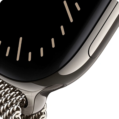 Apple Watch Series 12, 46 мм, корпус из титана, Titanium Milanese Loop натуральный