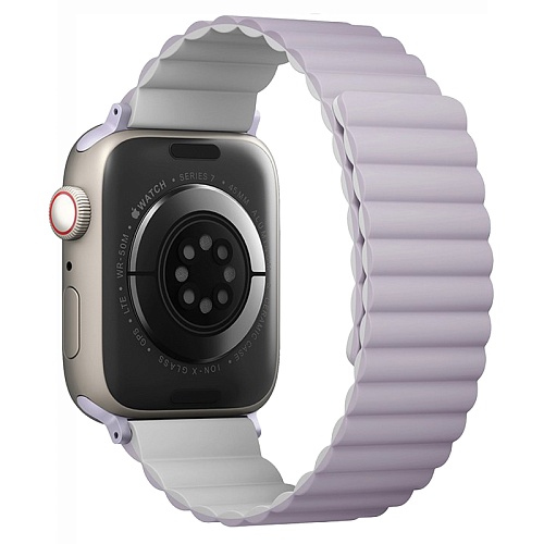 Ремешок Apple Watch 41/40/38mm Uniq Revix reversible Magnetic, фиолетовый/белый