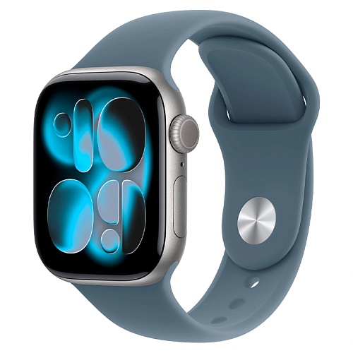 Apple Watch Series 11, 42 мм, корпус алюминий серый космос, Sport Band синий