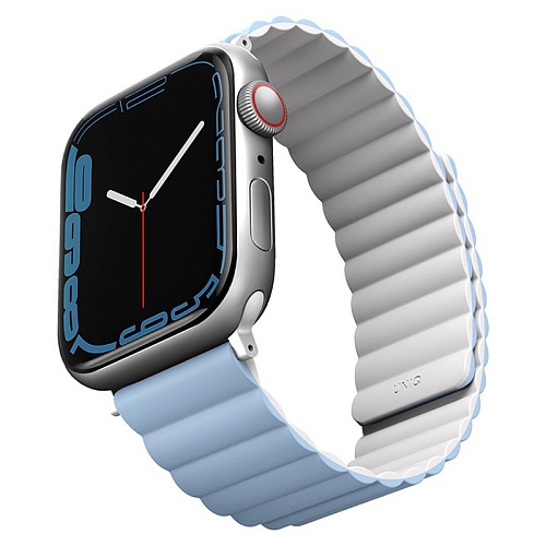 Ремешок Apple Watch 40/41/42mm Uniq Revix reversible Magnetic, белый/голубой