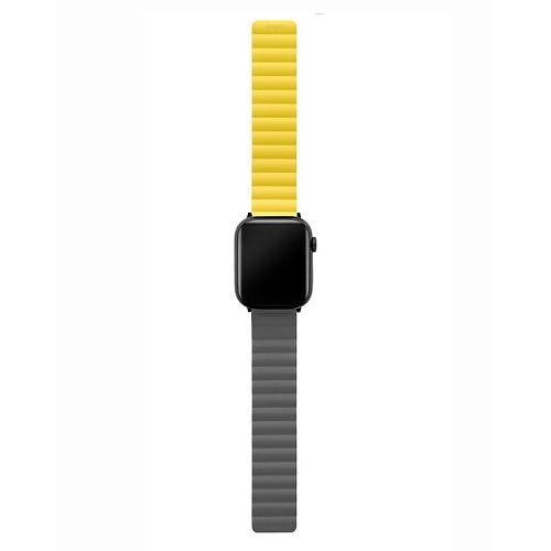 Ремешок Магнитный Силиконовый uBear Mode Для Apple Watch 42/44/45/49мм, M/L, черно-желтый