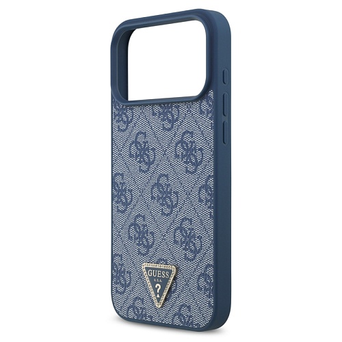 Чехол iPhone 17 Pro Max Guess PU 4G Triangle Diamond metal logo MagSafe, синий