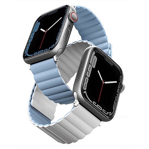 Ремешок Apple Watch 41/40/38mm Uniq Revix reversible Magnetic, белый/голубой