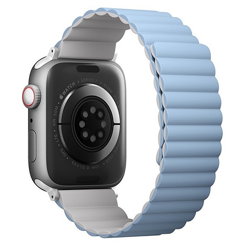 Ремешок Apple Watch 40/41/42mm Uniq Revix reversible Magnetic, белый/голубой