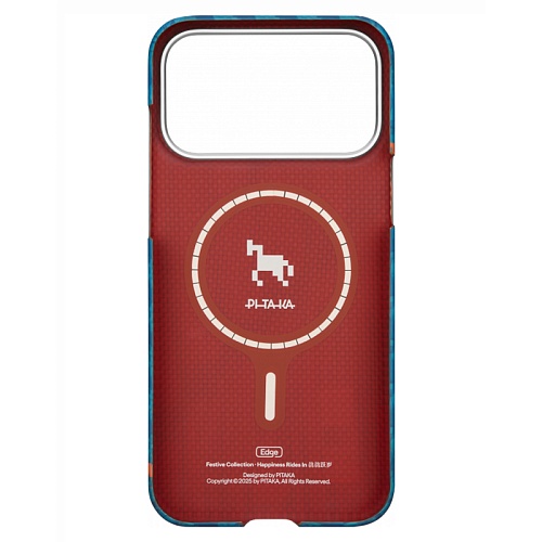 Чехол iPhone 17 Pro Max Pitaka Ultra-Slim Case Happiness Rides, голубой