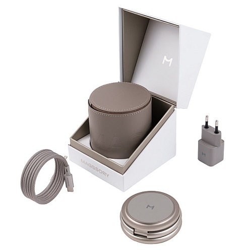 Беспроводное зарядное устройство Magssory Disc Signature Edition 3в1, с MagSafe, титановый