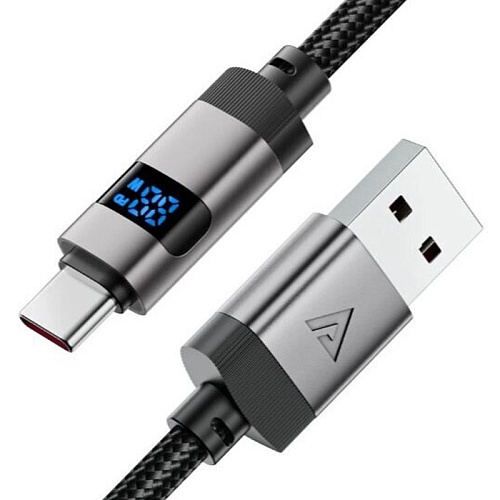 Кабель ACEFAST USB-A To USB-C Zinc Alloy Digital Display, черный