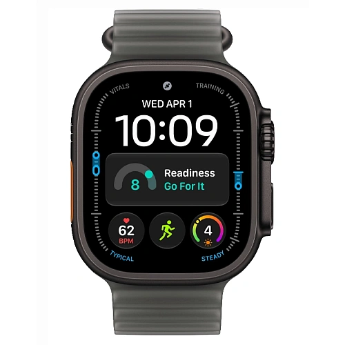 Apple Watch Ultra 4, 49 мм, корпус из титана черный, Ocean Band полупрозрачный черный