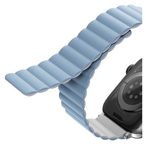 Ремешок Apple Watch 40/41/42mm Uniq Revix reversible Magnetic, белый/голубой