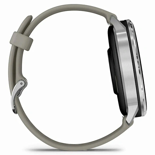 Спортивные часы Garmin Venu 4, 45 мм, корпус серебристый, силиконовый серый ремешок