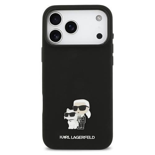Чехол iPhone 17 Pro Max Lagerfeld Liquid silicone NFT Karl & Choup Metal, черный