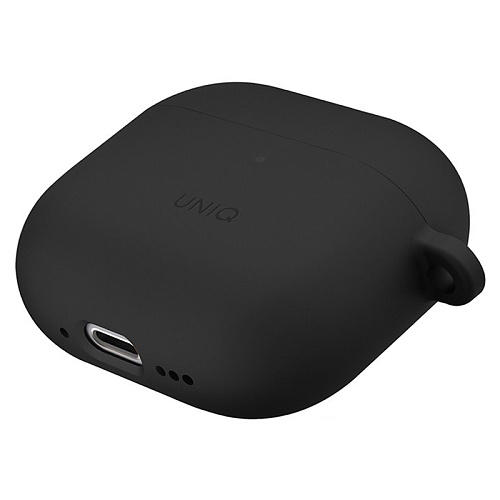 Чехол Airpods 4 Uniq NEXO Liquid silicone +carabin +Sports ear hooks Volt, черный