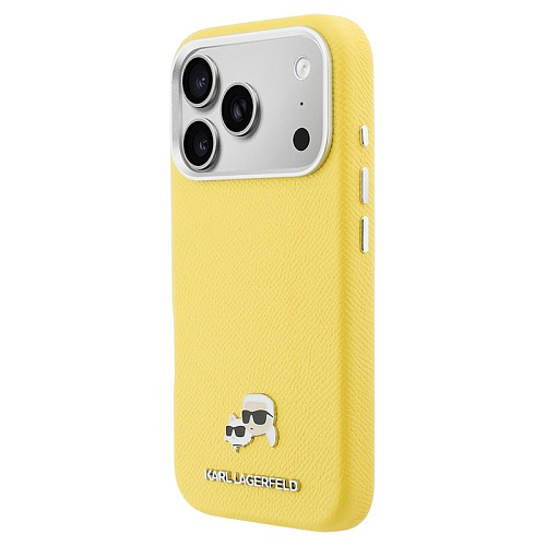 Чехол iPhone 17 Pro Max Lagerfeld PU Saffiano FW NFT Karl&Choup metal&Cam MagSafe, желтый