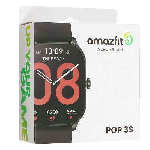 Умные Часы Xiaomi Amazfit Pop 3S, черный корпус, черный ремешок