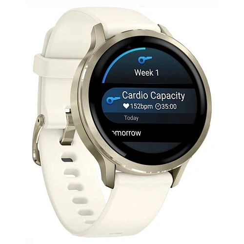 Спортивные часы Garmin Venu 4, 41 мм, корпус лунное золото, силиконовый ремешок цвета кости